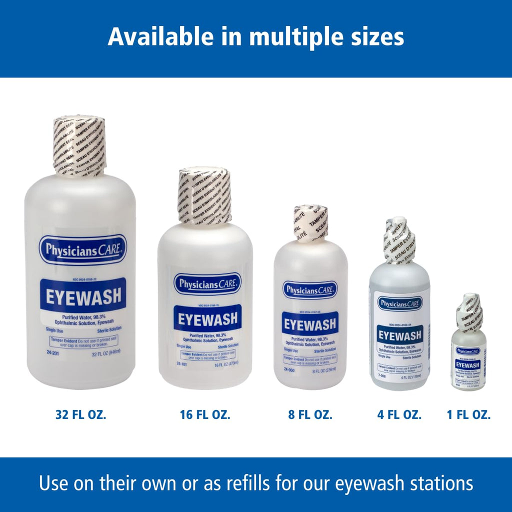 PhysiciansCare Wall-Mountable Eyewash Station with Single Bottle of Eye Wash Solution, 16 oz