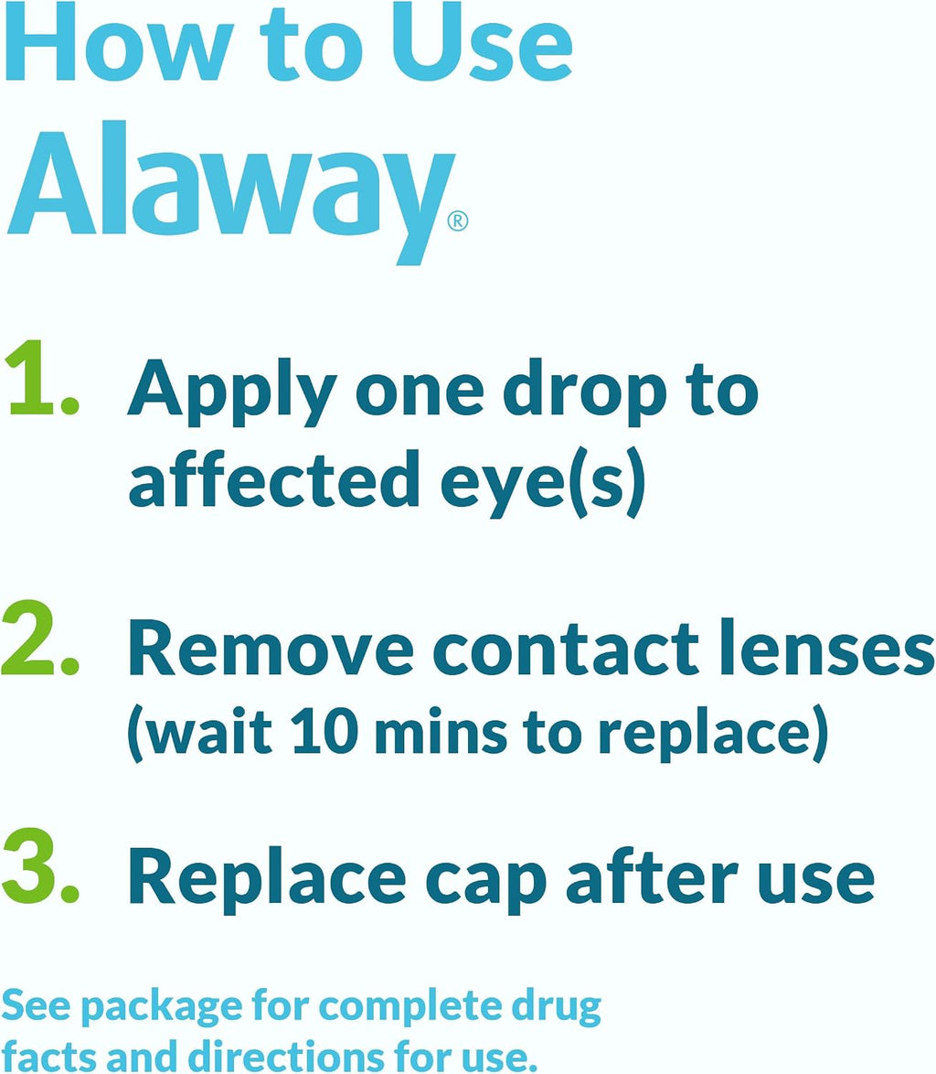 Alaway Antihistamine Eye Drops for Itchy Eyes, Fast-Acting, Up to 12-Hour Eye Itch Relief, Clinically Tested Prescription-Strength Formula, 0.34 Fl Oz (Pack of 2)