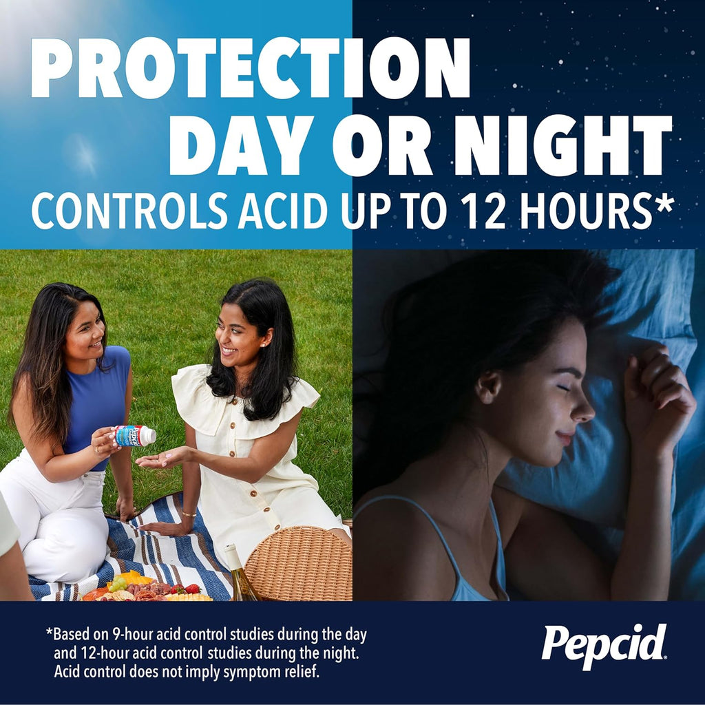 Pepcid Complete Acid Reducer + Antacid Chews, 10mg Famotidine, 50 Ct | Heartburn Relief, OTC, 800mg Calcium Carbonate, 165mg Magnesium Hydroxide, 10 mg Famotidine, For Acid Reflux, Tropical Fruit