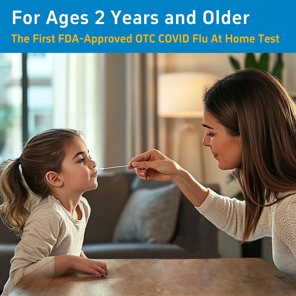Healgen Rapid Check COVID-19, Flu A&B Antigen Test Kit, The First FDA Authorized OTC 3-in-1 Flu & COVID Home Test, Easy to Read Dual Windows, Results in 15 Mins, 1 Test