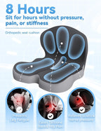 Orthopedic Cushion, Orthopedic Car Seat Cushion for Tailbone Pain Relief, Ergonomic Memory Foam Chair Pad, Non-Slip, Washable Cover, Car Cushion for Office, Car, Home (Dark Gray)