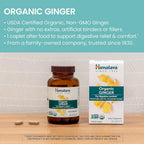Himalaya USDA Organic Ginger Root Capsules,60 Caplets,2 Pack,120 Day Supply | Digestive Health Ginger Supplement for Nausea, Upset Stomach Relief, Occasional Bloating & Heartburn - Vegan, Non-GMO