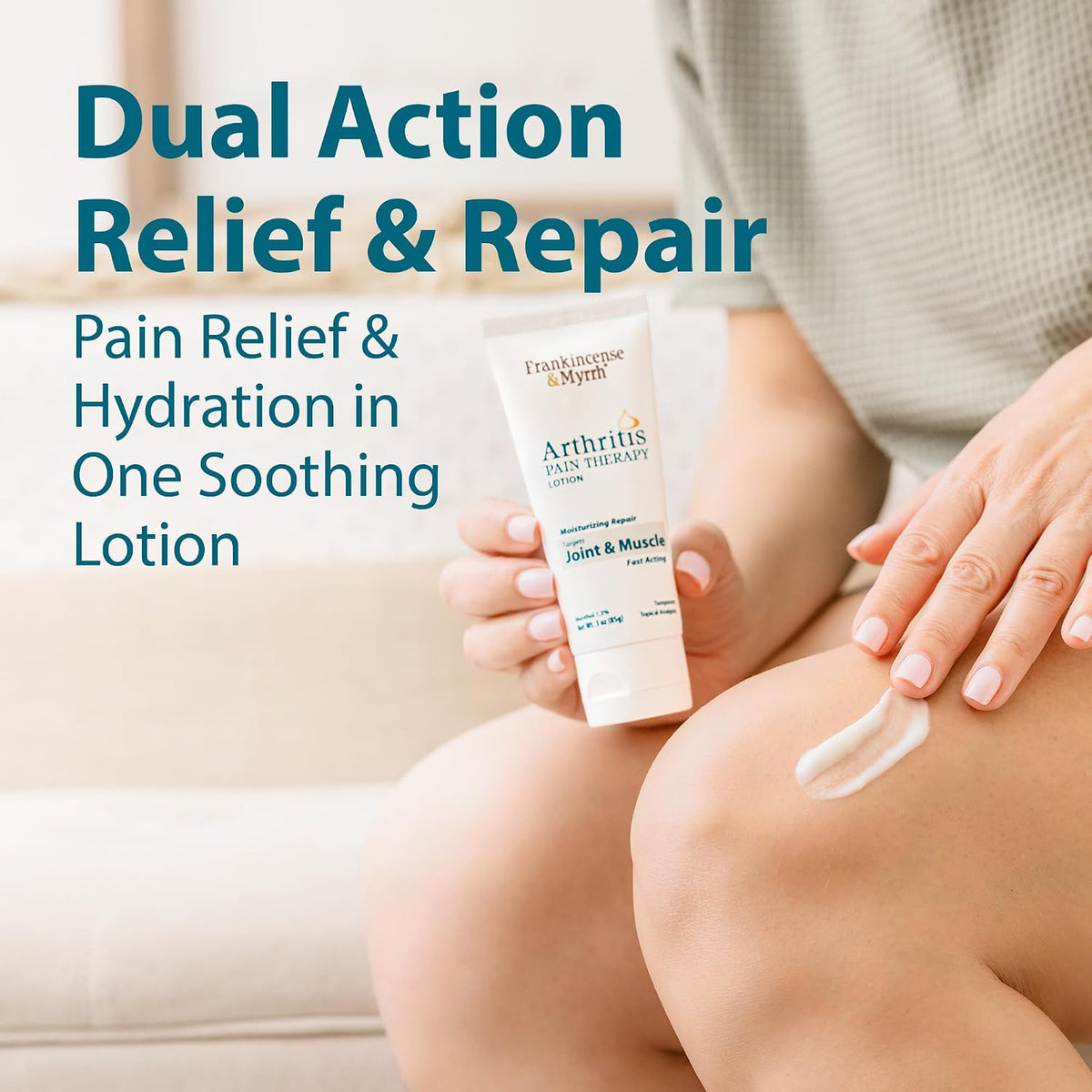 FRANKINCENSE & MYRRH Arthritis Combo: Rubbing Oil 2oz + Lotion 3oz, Premium | Combo: 2 oz oil + 3 oz lotion. Ease arthritis, joint, back & muscle pain. Menthol + 9 essential oils. Best Premium Solution.