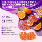 3 Packs Calcium Citrate Gummies 1200mg with Vitamin D3 K2 B12, 4-in-1 High Absorption Calcium Supplement for Women Men, Bone Teeth Muscle Support, Calcium Gummies for Adults,Sugar Free,Orange Flavor