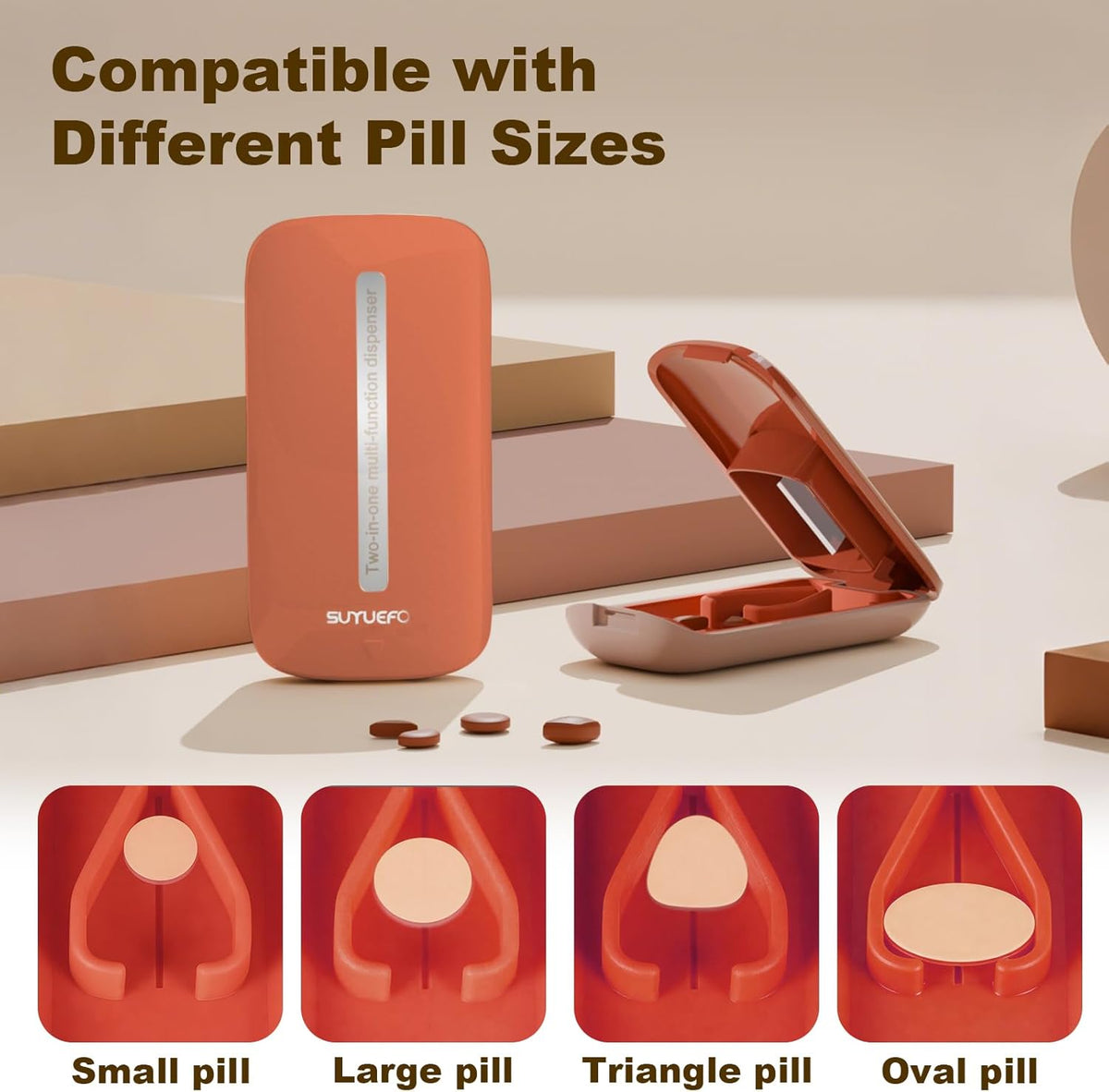 Pill Crusher, Grind Pills to Fine Powder, with Pill Cutter for Small and Large Medication and Vitamin Tablets with Storage Compartment
