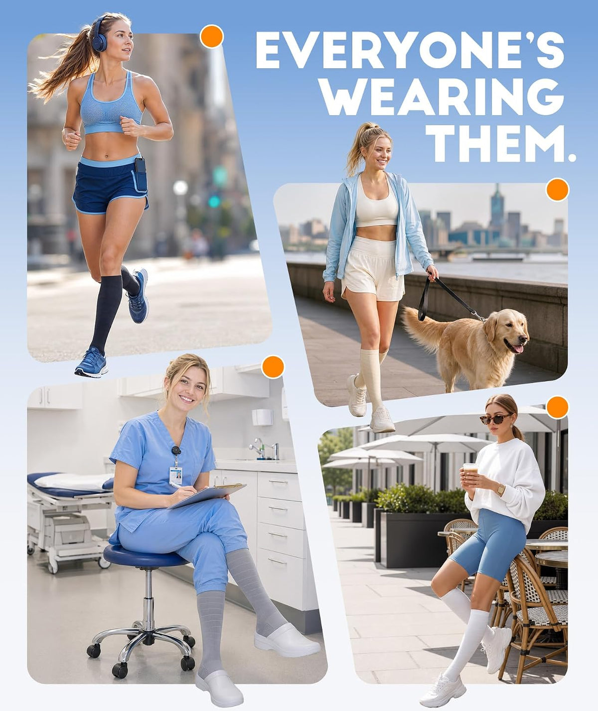 RUIXUE Compression Socks Women Men, All-Day Comfort 20-30mmHg Circulation Support for Nurse Travel Flying Daily Running Sports Use