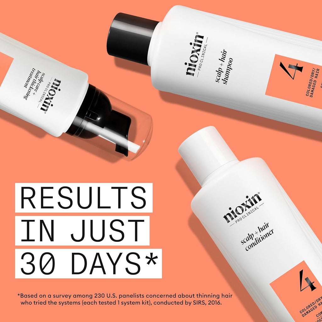 NIOXIN System Kits | Scalp + Hair Thickening | 1 Month Supply | Natural, Colored & Damaged Hair with Light to Progressed Thinning | Strengthen & Boost Hair Density with Niacinamide & Biotin