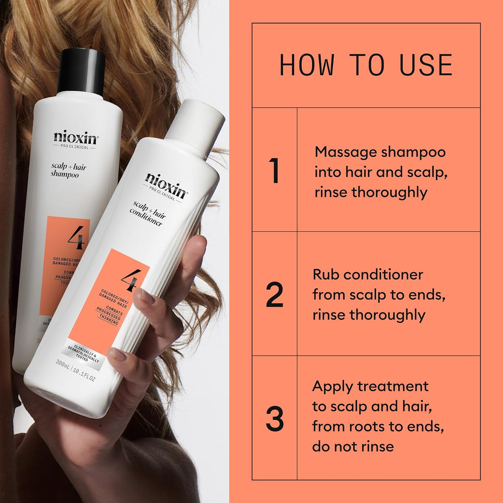 NIOXIN System Kits | Scalp + Hair Thickening | 1 Month Supply | Natural, Colored & Damaged Hair with Light to Progressed Thinning | Strengthen & Boost Hair Density with Niacinamide & Biotin