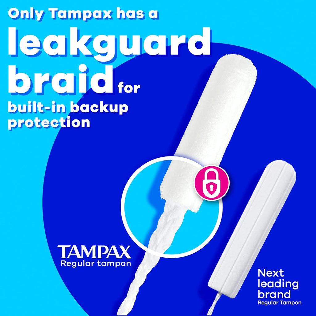 Tampax Pearl Tampons for Women, with LeakGuard Braid, Super Absorbency, Unscented, 36 Count