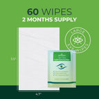 NOVEHA 180PCs Tea Tree Oil Eyelid & Lash Wipes With Hyaluronic Acid, Green Tea & Chamomile For Blepharitis & Itchy Eyes, Individually Wrapped Eyelash Wipes Natural Makeup Remover & Daily Cleanser