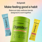 Feel Goods Digestion+ Gut Health Organic Fiber & Probiotic Powder Drink Mix | Digestive Enzymes, Digestion Plus, Bloating Relief, Gut Cleanse, Gut Guardian - Zero Sugar, 15 Stick Packets