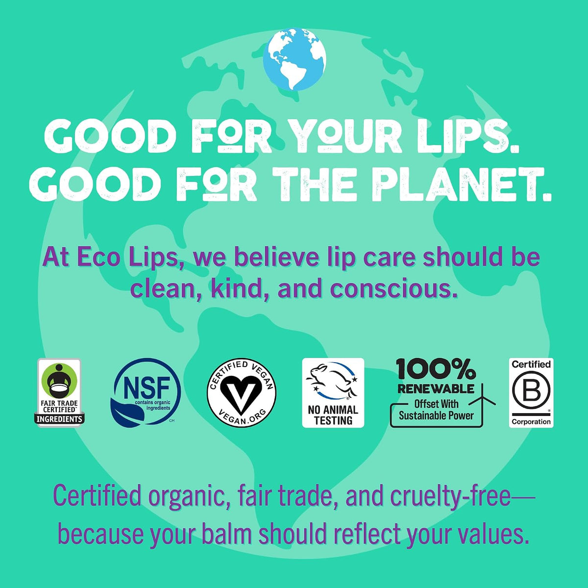 Eco Lips Bee Free Sweet Mint Vegan Lip Balm with Candelilla Wax, 3 pack | Nourishes Dry Lips | Plant-Based Ingredients | Cruelty Free | Long-Lasting Moisture | Cruelty & Petroleum Free