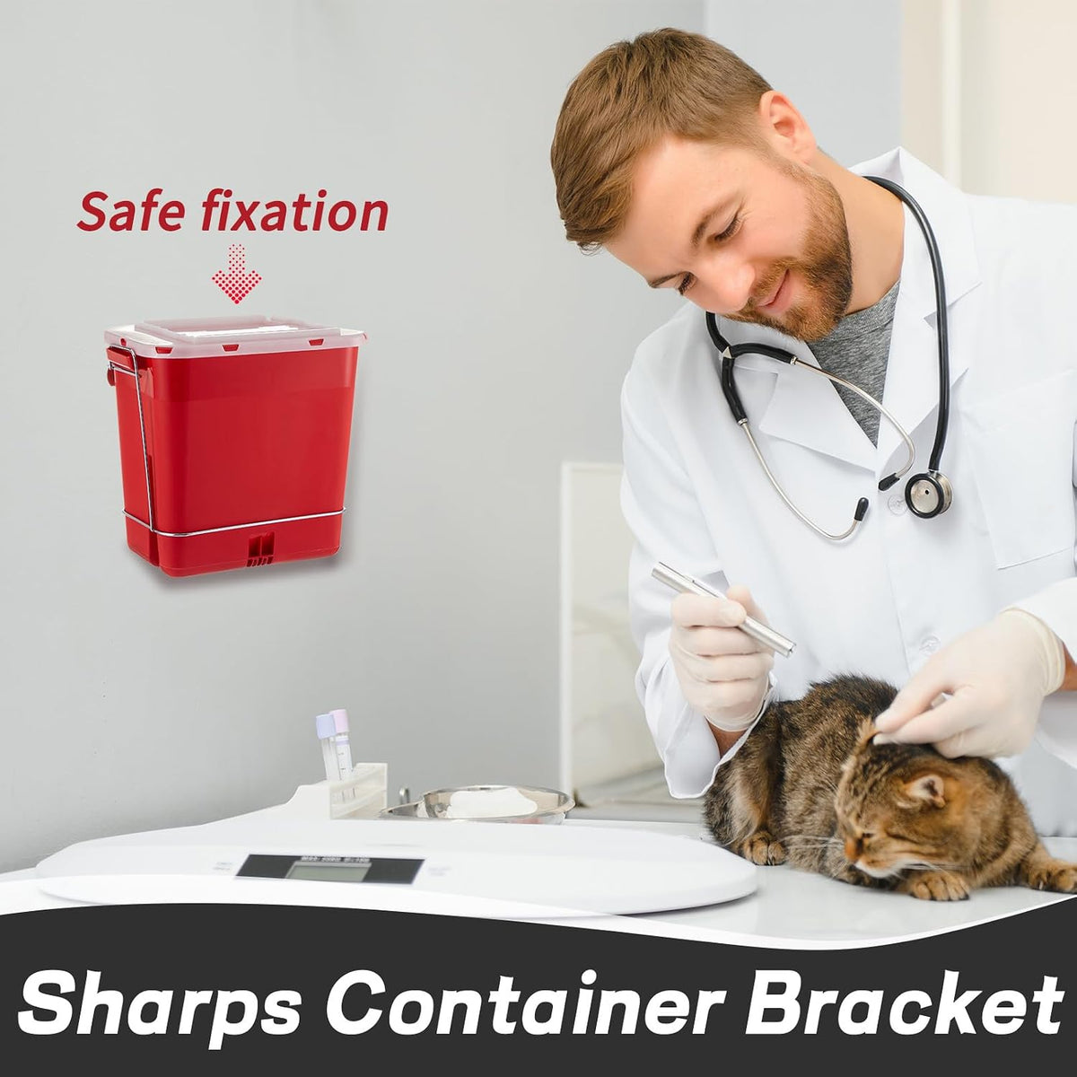 Shimeyao 4 Pcs Wall Cart Sharps Bracket for 2 Gallon Sharps Container Wall Mount Cart Mounting, 10 x 7.5 x 6.5 Inch (Silver)
