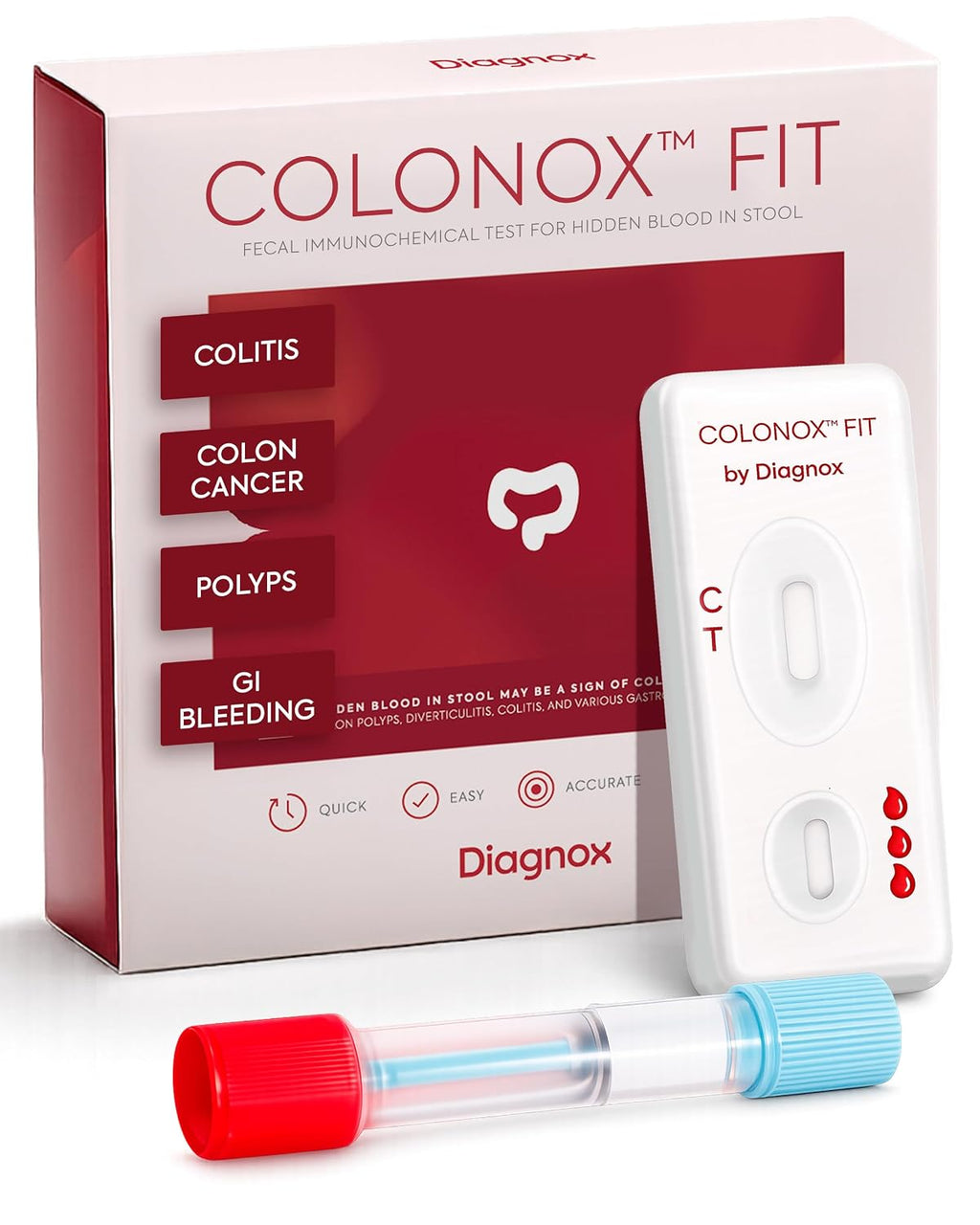 COLONOX At-Home Colon Screening Test Kit, Fecal Occult Blood Test, 3 Tests | Easy To Use, Detects Hidden Blood in Stool, Rapid Results in 10 Minutes, Highly Sensitive, Private Testing At Home