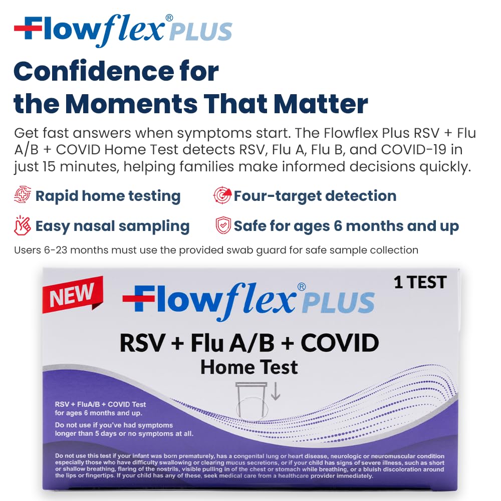 Flowflex Plus RSV + Flu A/B + COVID Home Test (2 Tests)