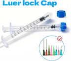 100 Pack 1mL Luer Lock Syringes without Needle - Sterile & Individually Wrapped, 1cc Syringe with Cap, Industrial & Lab Use