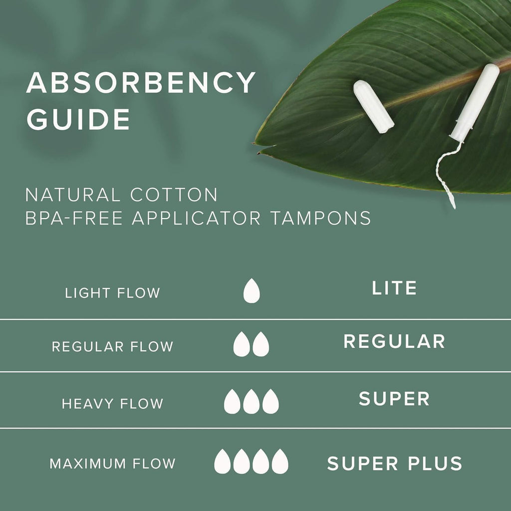 Veeda 100% Natural Cotton Tampons - Regular Absorbency with leak proof protection - Compact BPA-Free Applicator - Unscented & Free from Chlorine, Toxin - 48 Count