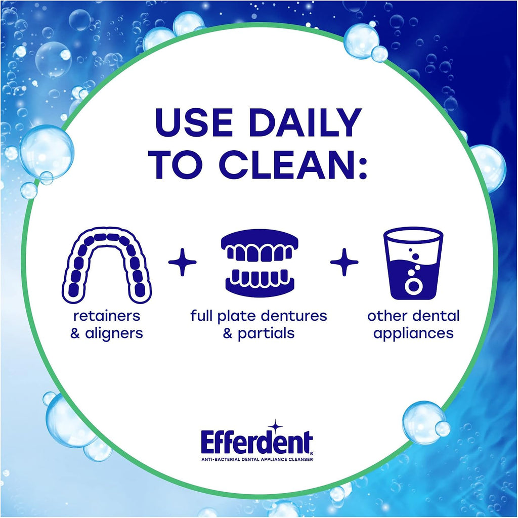 efferdent Denture Cleaner Tablets, Minty Fresh & Clean, 44 Count | Retainer Cleaner, Use Daily To Clean Dental Appliances, Full Plate Dentures, Aligners & Mouth Guards