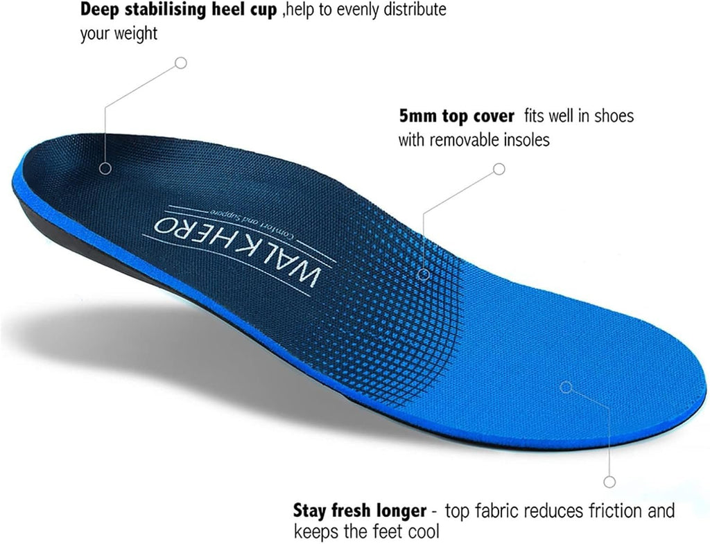 WalkHero Arch Support Inserts for Women Men, Relieve Plantar Fasciitis