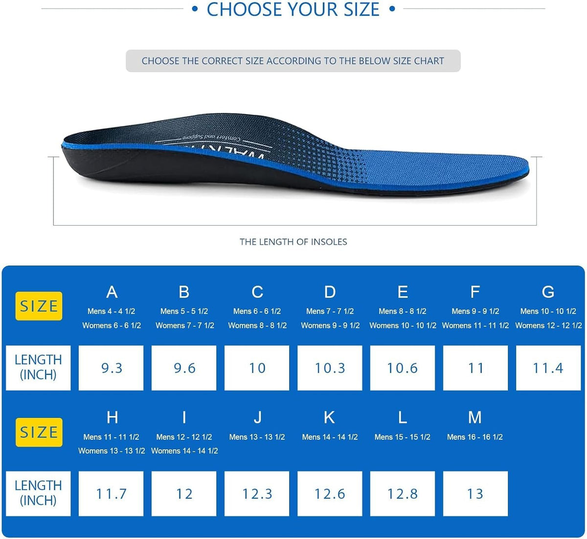 WalkHero Arch Support Inserts for Women Men, Relieve Plantar Fasciitis