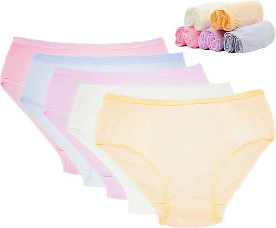 Bennort Cotton Disposable Underwear for Women, Soft Breathable Comfortable Travel Panties, Postpartum and Hospital Use, 100% Cotton, Individually Wrapped, High Waist Briefs, Pack of 5, Multicolour