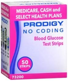 Prodigy 73200 No Coding Blood Glucose Test Strips, Box of 50 Strips