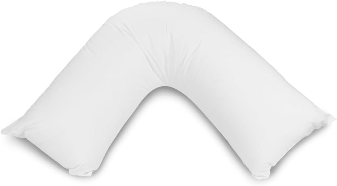 Easy Rest V Shape Pillow – Ergonomic Boomerang Triangle Cushion for Neck, Back, and Shoulder Support – Comfortable U Pillow for Adults – Compatible with Side and Back Sleepers (White)