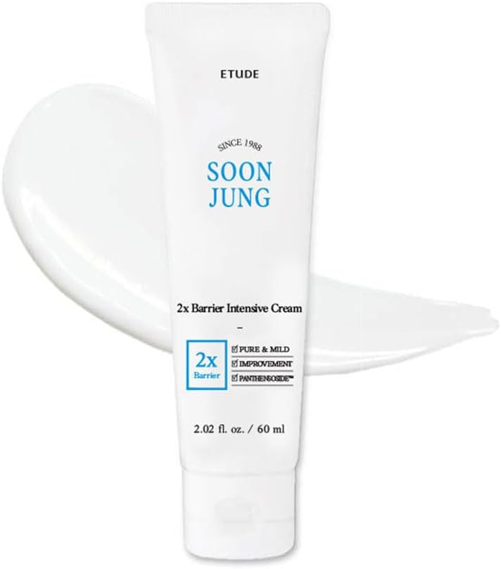 ETUDE SoonJung 2x Barrier Intensive Cream (Original), Hypoallergenic Shea Butter Hydrating Facial Cream for Sensitive Skin, Water-oil Balance & Panthenol, Korean Skin Care (2.02 Fl Oz)