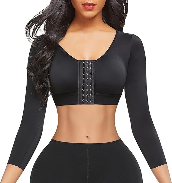 Women's Arm Shaper Tops Arm Lift Slimmer Compression Sleeves Support Garment Post Surgical Corrector, Slimming Arm Front Closure Shapewear Bra (SIZE L)