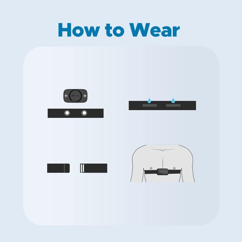 HS500 Heart Rate Monitor, Heart Rate Sensor Chest Strap, Protocol ANT+/Bluetooth, 800h Battery, IP67 Waterproof, Compatible with iOS/Android APPs