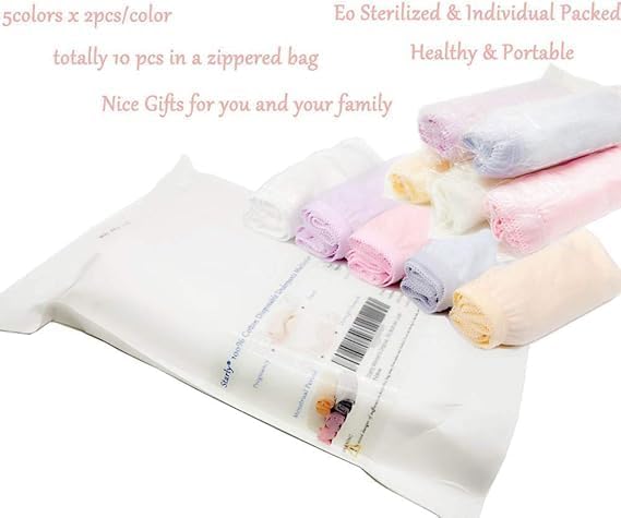 Bennort Cotton Disposable Underwear for Women, Soft Breathable Comfortable Travel Panties, Postpartum and Hospital Use, 100% Cotton, Individually Wrapped, High Waist Briefs, Pack of 5, Multicolour