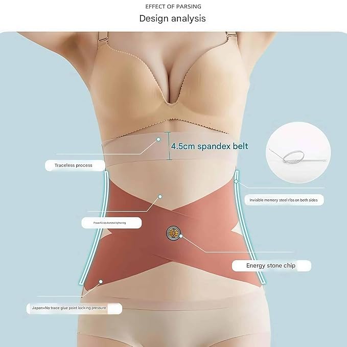 High Waist Body Shapewear, Tummy Control Compression Belt, Postpartum Abdominal Belt, After Delivery,Post Pregnancy Tummy Reduction Belt,C-Section Abdomen Binder,,Belly Support Band for women.(Beige)