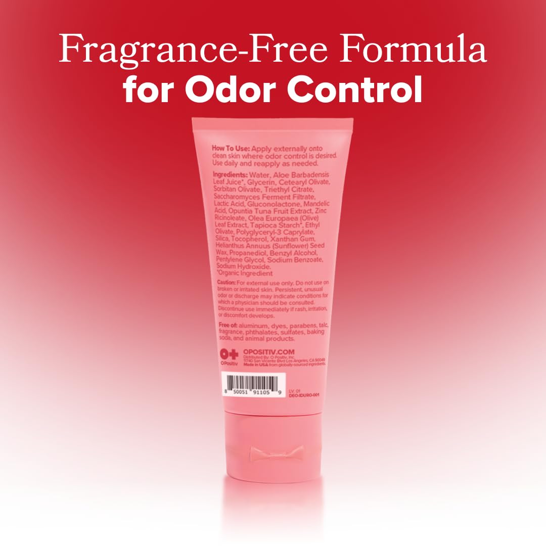 O Positiv URO Intimate Whole Body Deodorant Cream – Dermatologist Tested, Hypoallergenic, Non-irritating, Aluminum Free, Unscented, Dries Clear – Odor & Moisture Control, Anti-Chafing – 3 Oz Tube