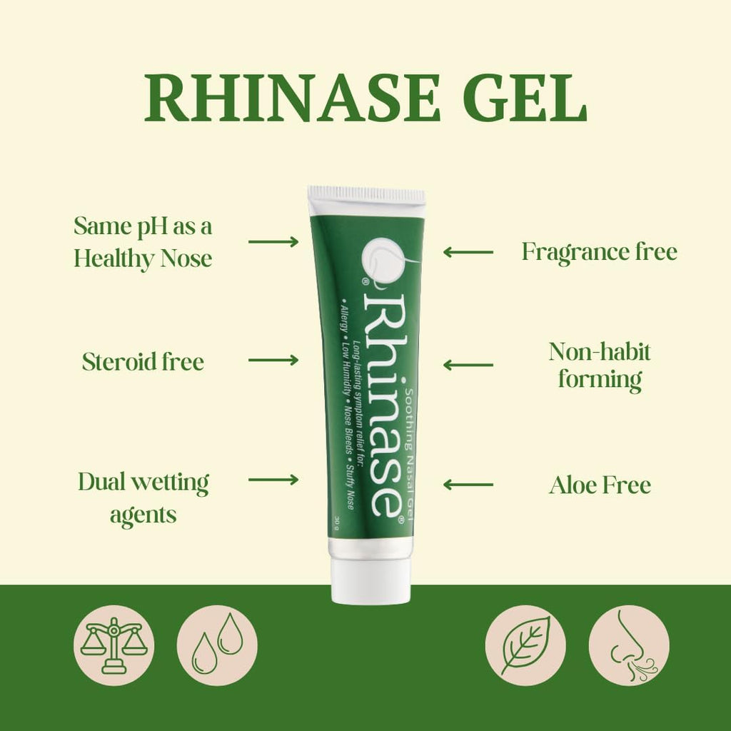 Rhinase Allergy Relief Lubricating Nasal Gel – Dual Salt, Steroid-Free Formula for Moisture & Comfort | Ideal for Swimmers & CPAP or Oxygen Therapy Users | Safe for Children | 1 oz