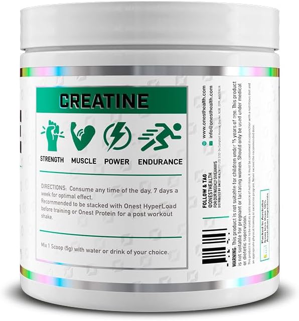ONEST 150g (30 Servings) Micronized Creatine Monohydrate Powder – 5g per Serving Unflavoured Creatine Powder for Muscle Gain with Gluten-Free & GMO-Free Formula for Post Workout for Men & Women