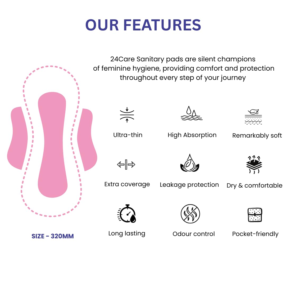 Ultra Sanitary Pads Combo Pack – 8 XL + 40 XXL | Anti Bacterial | Oxygen Anion Technology | Extra Long Overnight Pads for Heavy Flow | Super Absorbent | Leak Proof Feminine Hygiene (XXL, 40, count)