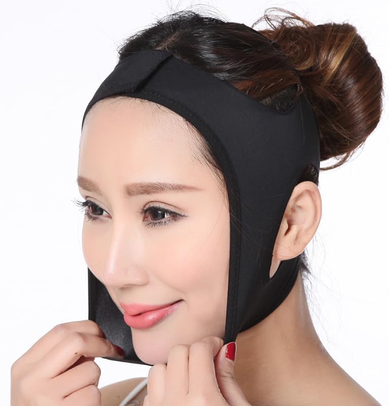 Post Surgery Neck and Chin Compression Garment Wrap Bandage, Face Slimmer, Jowl Tightening, Neck Coverage, Chin Lifting Strap (M)