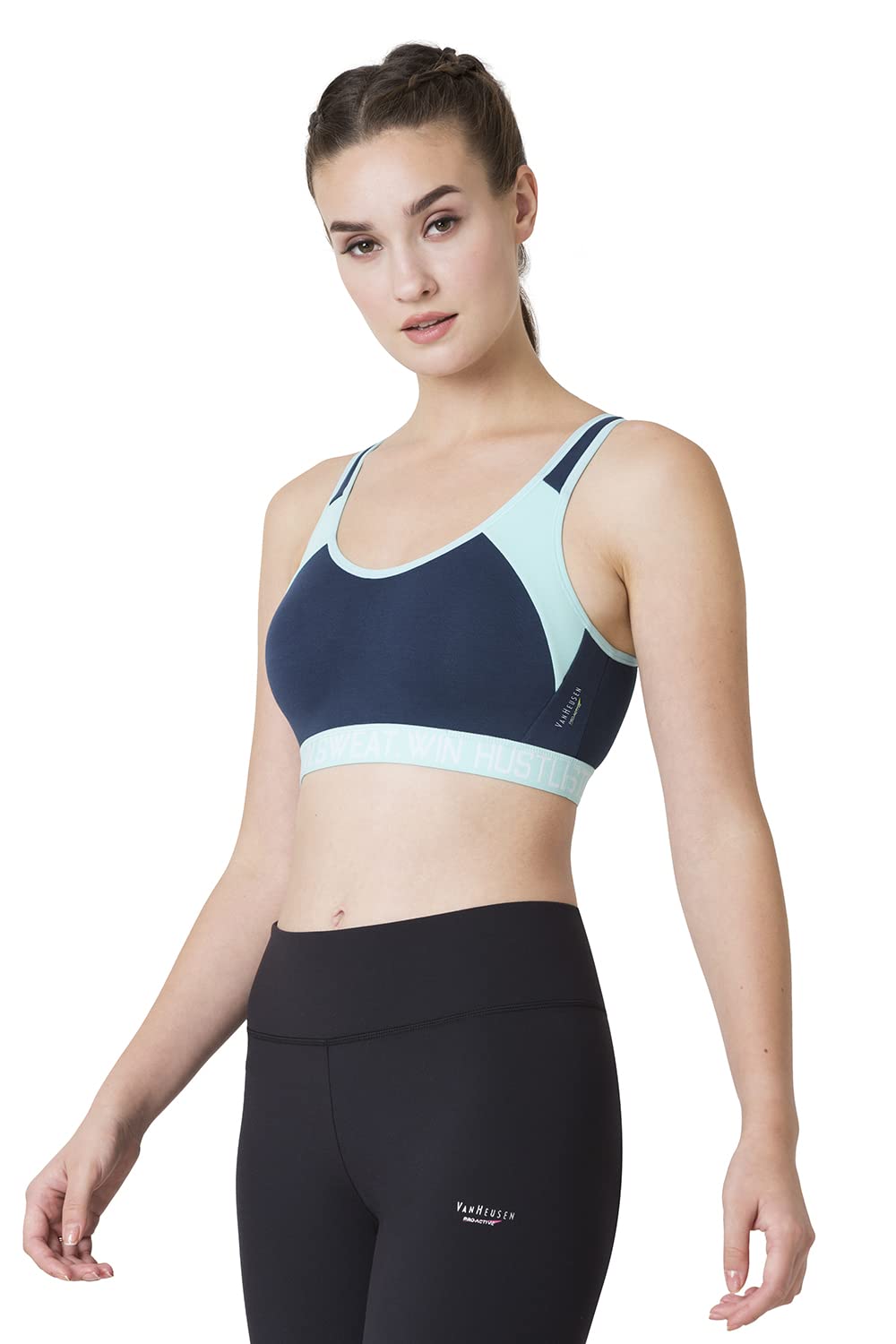 Van Heusen Proactive Women Sports Bra - Cotton Elastane - Anti Bacterial, Wireless, Non Padded, Full Coverage