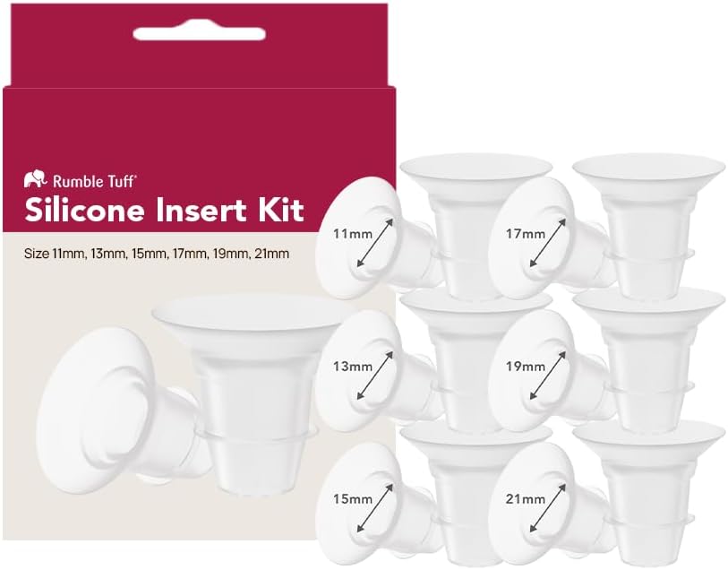 Rumble Tuff Slim Cups Wearable Collection Cups 24mm for Electric Pumps | Fits Most Electric Breast Pumps, BPA Free, Leak Resistant, Hands Free Pumping, Soft Silicone, Includes Inserts