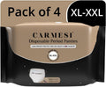 Carmesi Disposable Leak Proof Underwear for Women | Ultra-Absorbent, Rash-Free & Comfortable | Secure Fit for Heavy Flow & Overnight Protection | Size XL-XXL, Waist 37-46 in (4 Count)