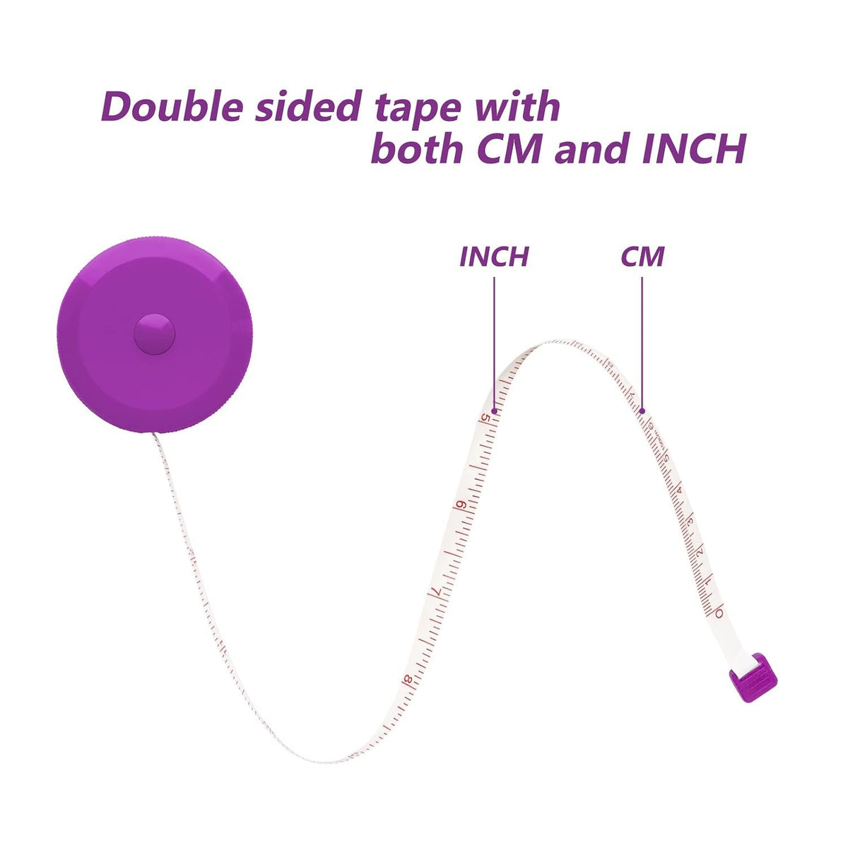 3 Pack Tape Measure Measuring Tape for Body Craft Weight Loss Measurements Retractable 60-inch 1.5 Meter, Small Push Button Dual Sided Tape Measure Body Measuring (Pink Purple Sky Blue)