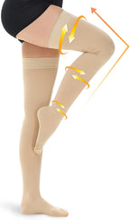 beister 15-20 mmHg Medical Compression Stockings with Dot Silicone Band, Closed Toe Thigh High Graduated Compression Socks for Women Men, Circulation Support Pressure Stockings for Varicose Veins, DVT