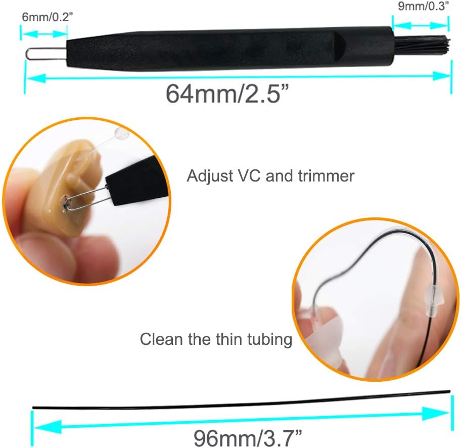 8 Pieces Hearing aid Amplifier Cleaning Tools, Earbuds/Headphones Cleaner Brush Kits with case | Hearing Amplifier cleaner brush for hearing aids, earbuds and headphones; 8-in-1 hearing aid cleaning kit;