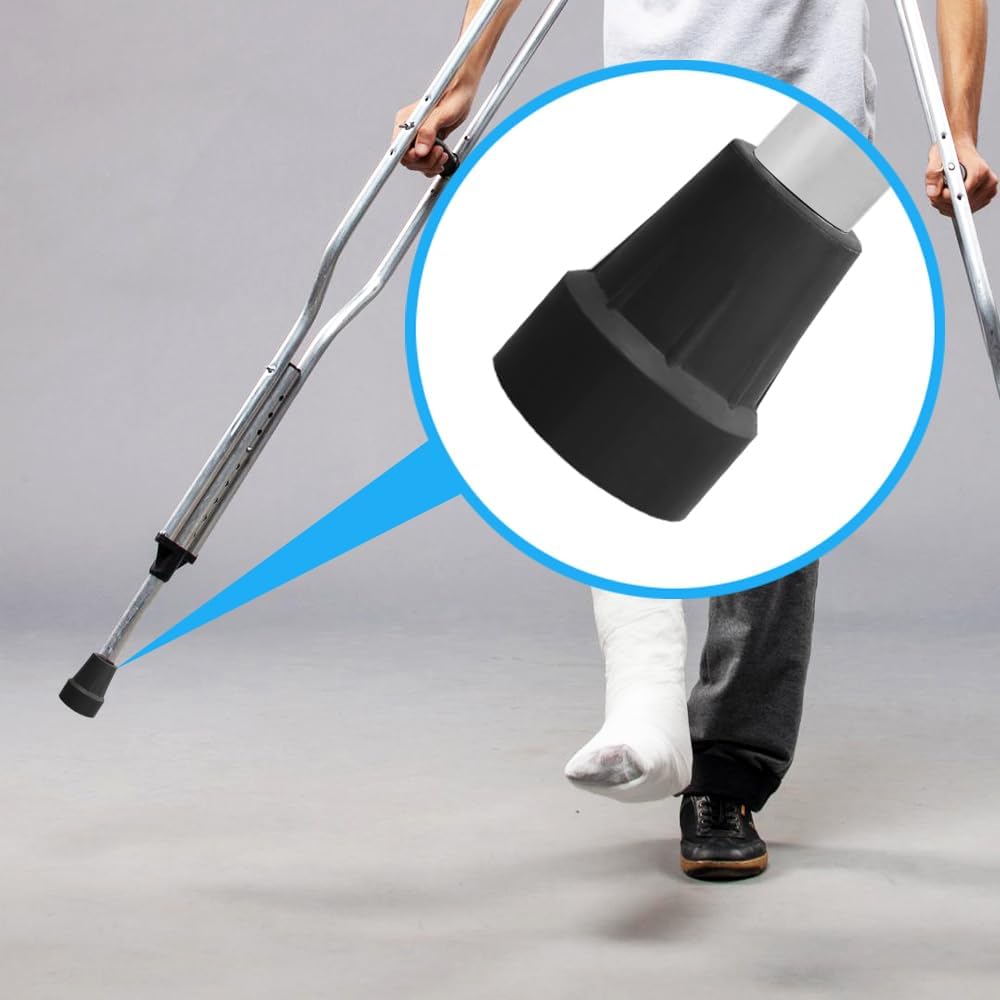 OBTANIM 4 Pack 3/4 Inch Replacement Rubber Cane Tips for Canes Crutch Walking Sticks and Walkers (Black)