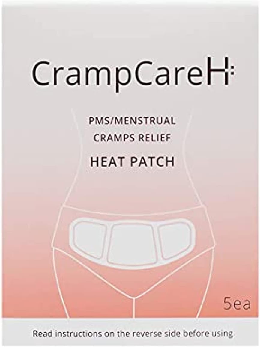 (5 Patches) CrampCareH PMS/Menstrual Cramps Relief Heat Patch with Wide Wings, FDA Registered
