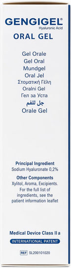 Gengigel Hyaluronic Acid Oral Gel for Mouth & Gum Discomfort (20ml), Soothes Irritation, Promotes Natural Healing & Protects Delicate Oral Tissue, No Paraben or SLS, Vegan & Kosher