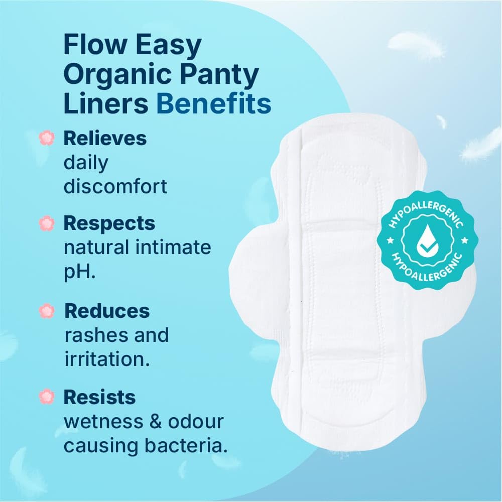 Hi Life Organic Panty Liners – Pack of 20 Daily Use Super-Soft Liners with Wings | 100% Cotton Panty Liners for Women | Leak Protection, Rash-Free & Breathable Liners for Discharge & Freshness