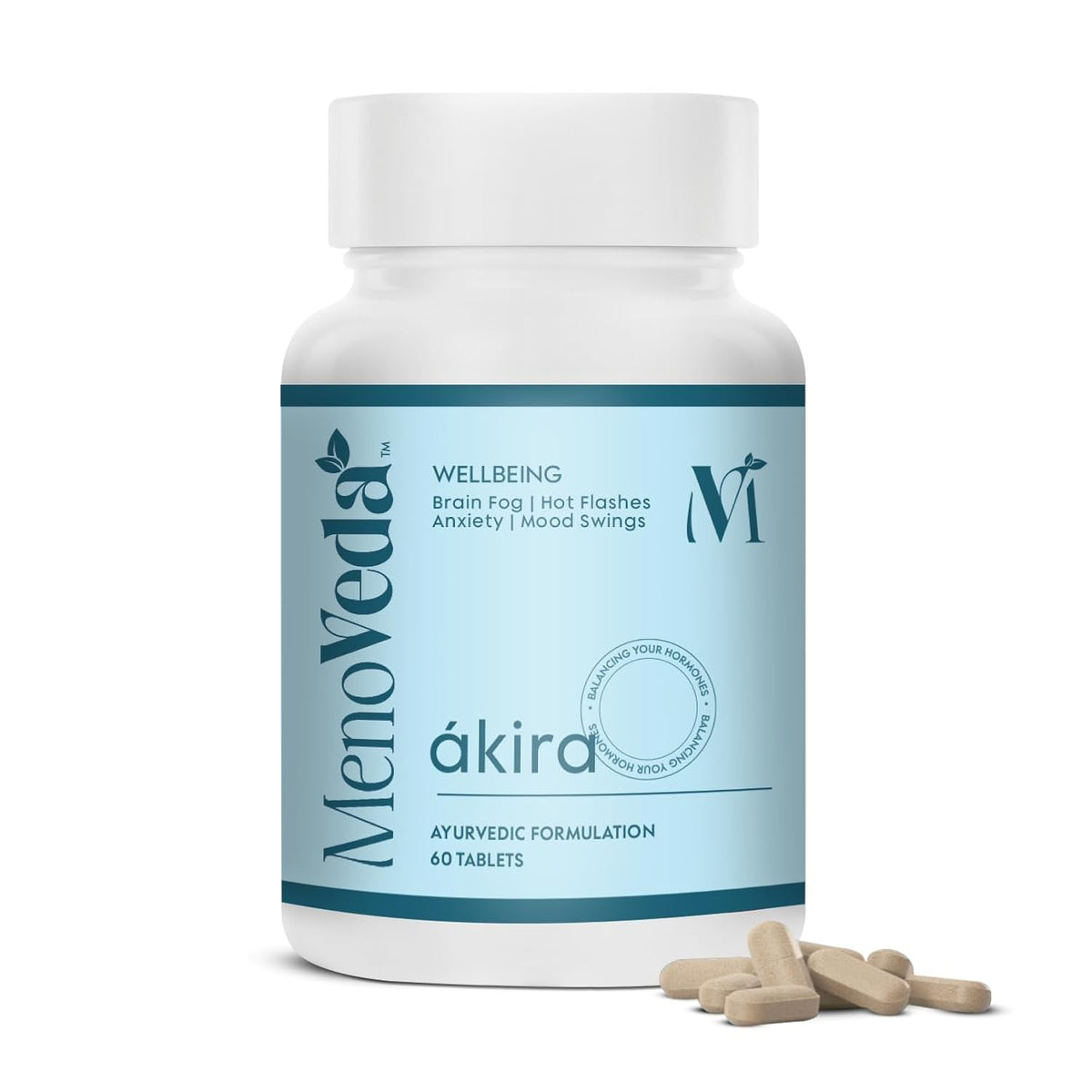 Menoveda Akira Menopause Support Supplement for Women – 60 Tablets | Hormonal Balance, Hot Flash & Night Sweat Relief, Mood, Sleep & Stress Support | Perimenopause & Menopause Vitamins for Women