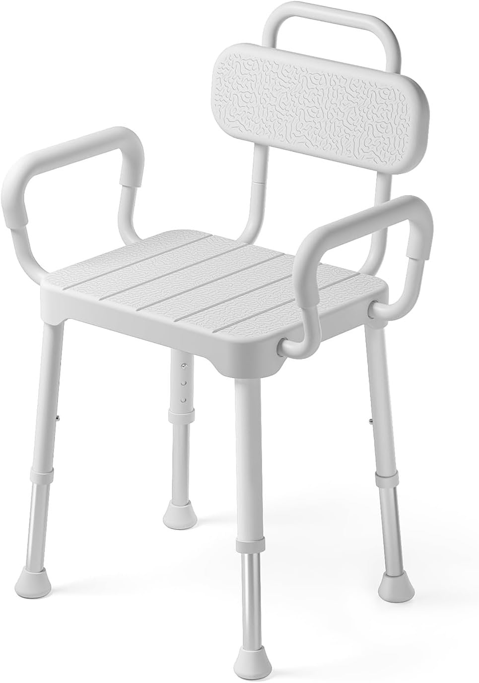 Loyoda Shower Chair for Inside Shower with Back & Arms, Ideal for Seniors | Height Adjustable Shower seat for Disabled, 350 lb Capacity, Non-Slip, Rust-Resistant Aluminum Frame