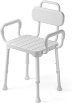 Loyoda Shower Chair for Inside Shower with Back & Arms, Ideal for Seniors | Height Adjustable Shower seat for Disabled, 350 lb Capacity, Non-Slip, Rust-Resistant Aluminum Frame